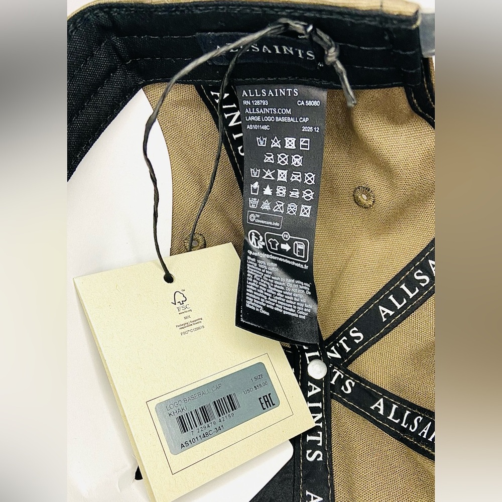 All Saints  Logo Baseball Cap, khaki - Picture 3 of 3